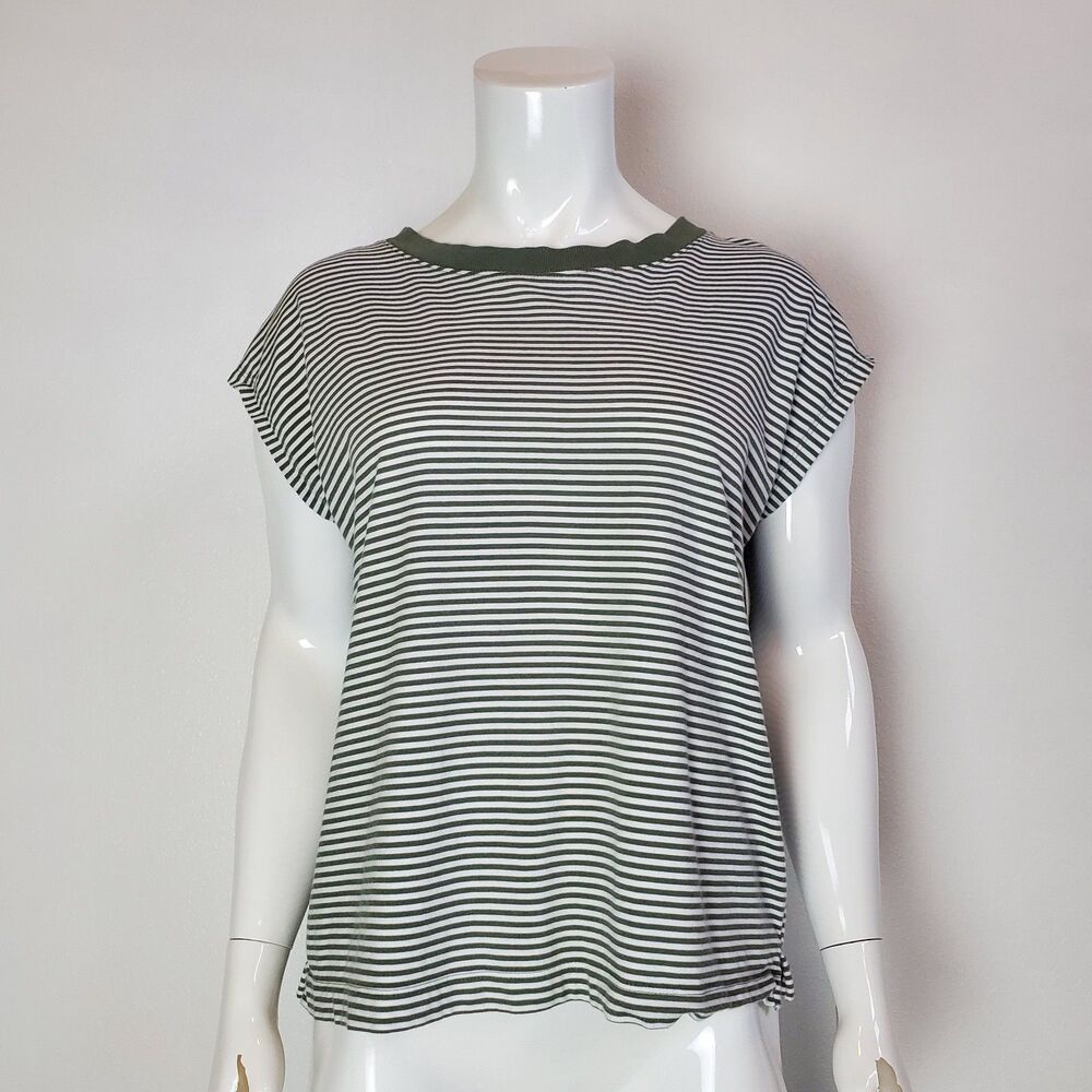 LOFT Green Striped Tee